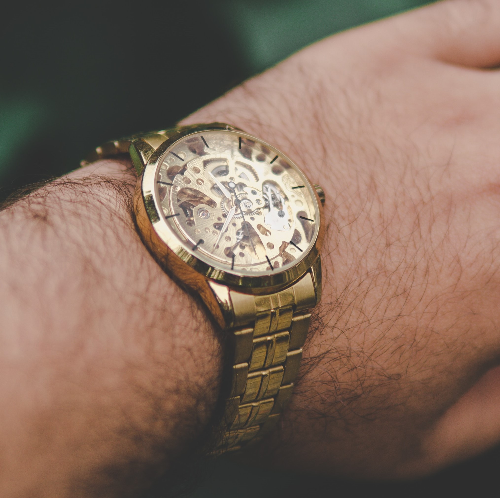 A sample gold chain band wrist watch