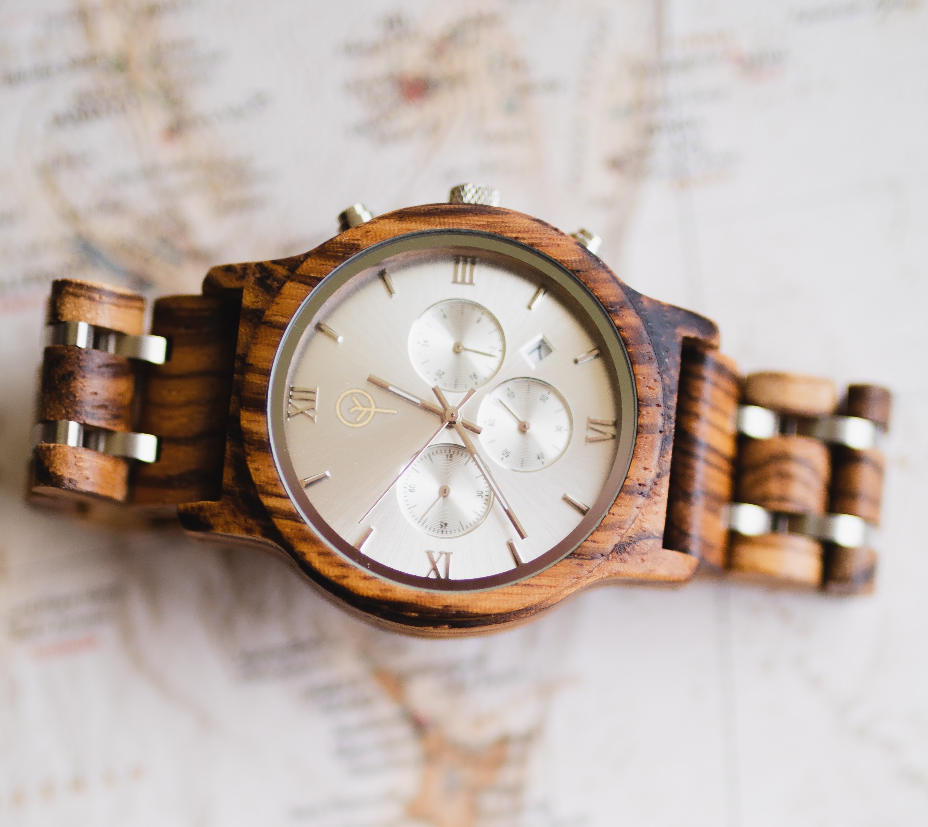 Custom wooden chain wrist watch